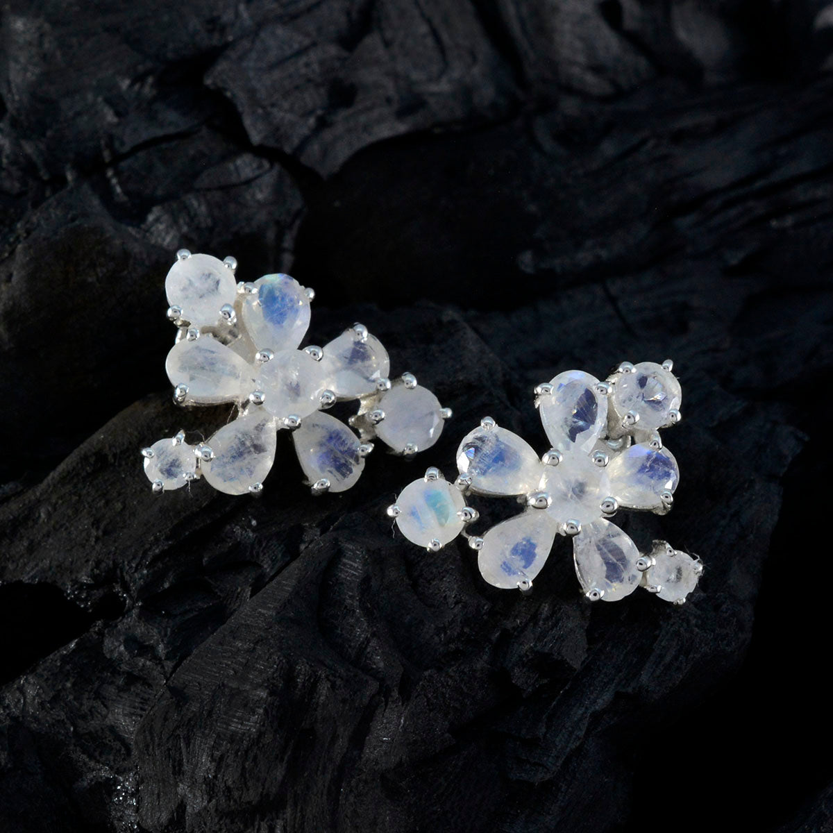 Rainbow-Moonstone-Korean-Harper-multiple-Stud-White-925-Sterling-Silver-Earring