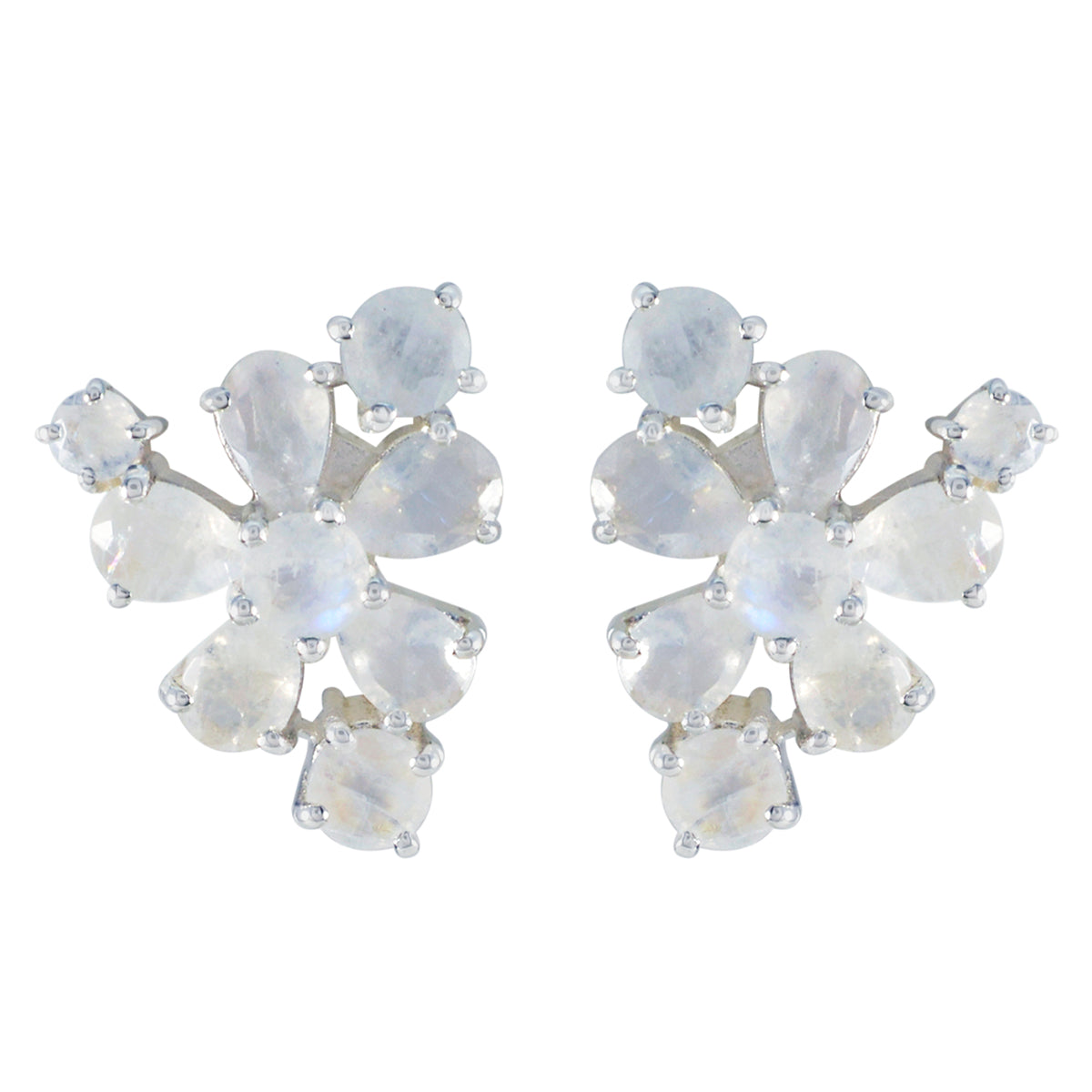 Rainbow-Moonstone-Korean-Harper-multiple-Stud-White-925-Sterling-Silver-Earring Imagen principal del producto