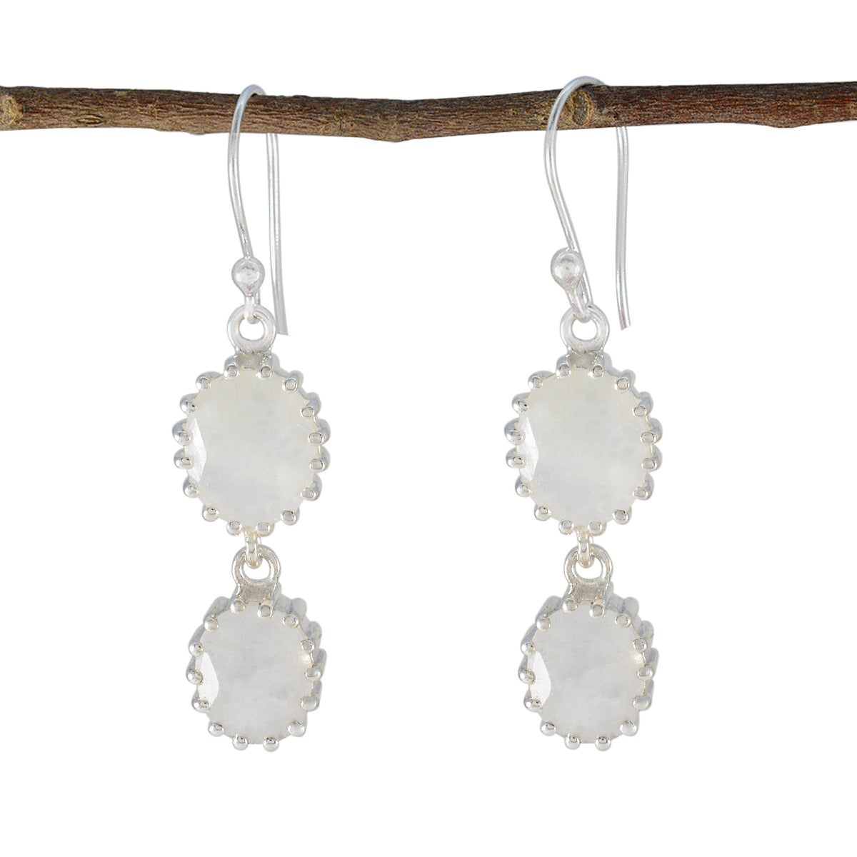 Rainbow-Moonstone-Turkish-Leah-Toi-et-Moi-Dangle-White-925-Silver-Earring メイン画像