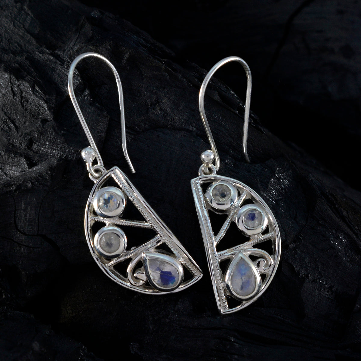 Rainbow-Moonstone-Latin-American-Eun-ji-Trilogy-Dangle-White-925-Silver-Earring