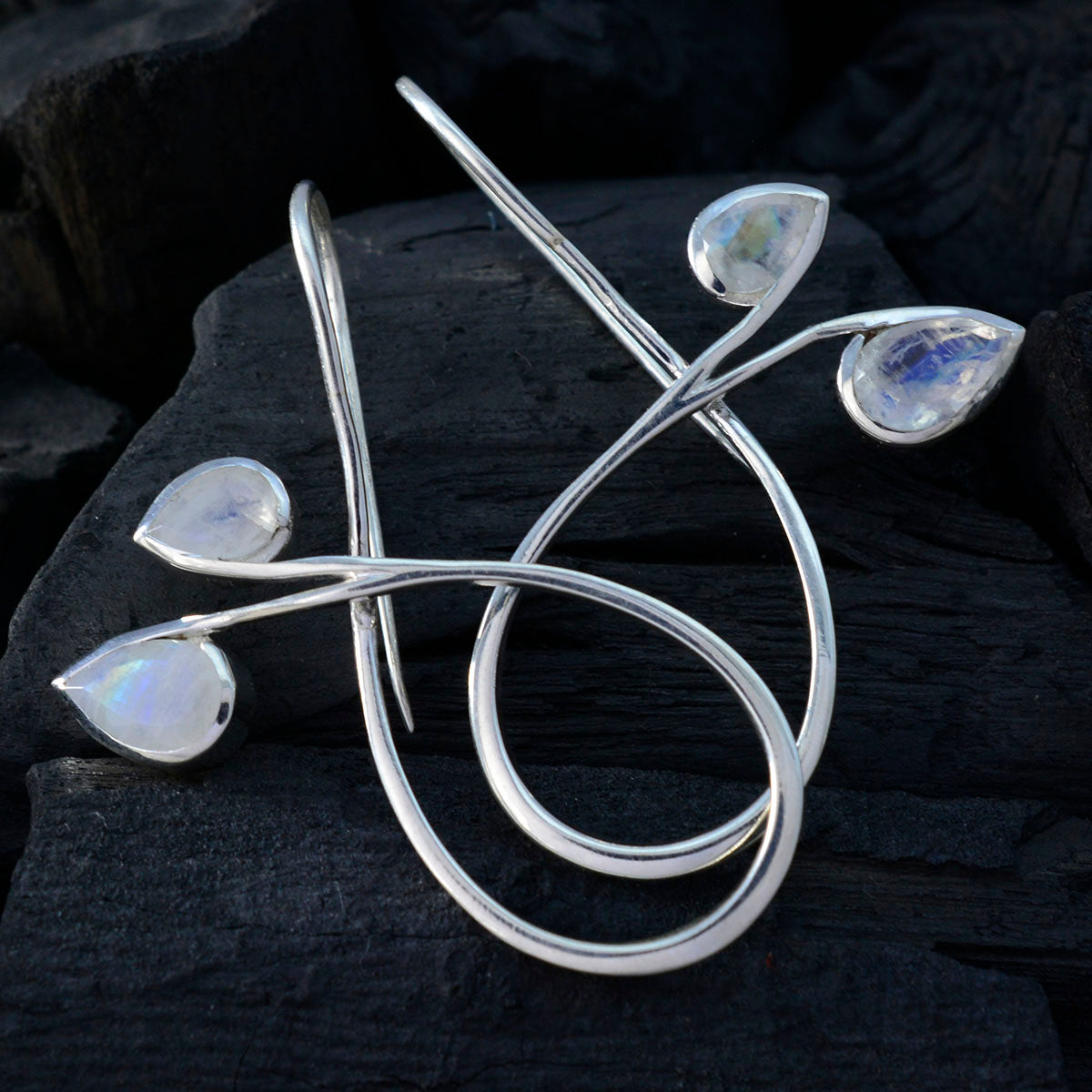 Rainbow-Moonstone-Japanese-Seo-yeon-multiple-Dangle-White-92.5-Silver-Earring