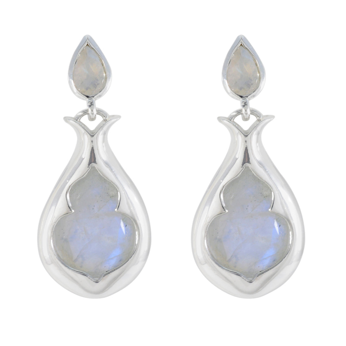 Rainbow-Moonstone-Korean-Isabel-Toi-et-Moi-Stud-White-925-Silver-Earring Hoofdafbeelding