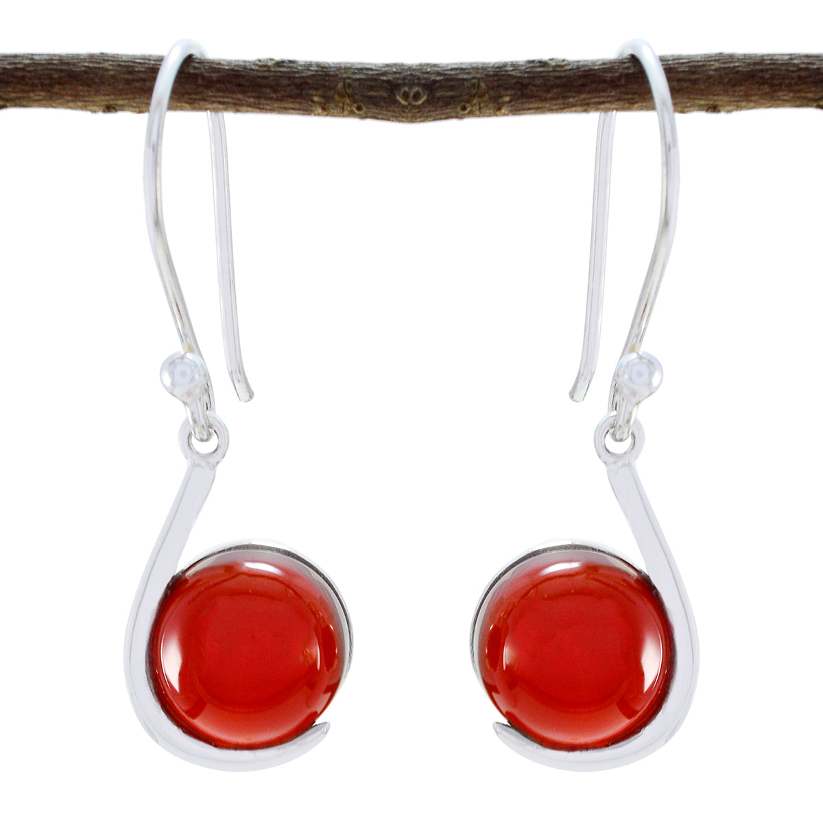 Roter Onyx-Mexikanische-Elena-Solitär-Ohrhänger-Rot-Silber Hauptbild