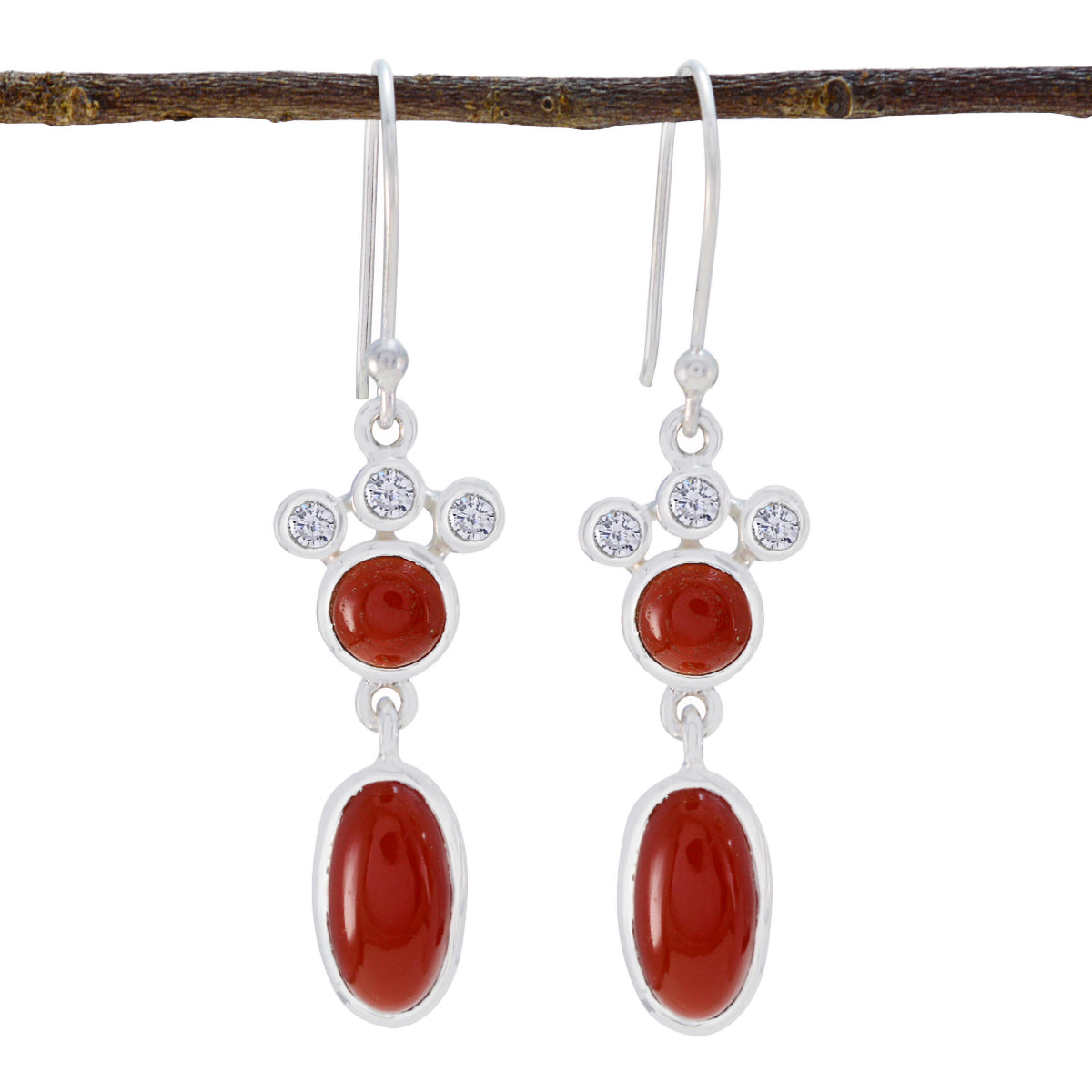 Red-Onyx-Moroccan-Hua-Toi-et-Moi-Dangle-Red-925-Sterling-Silver-Earring メイン画像