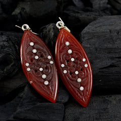 Red-Onyx-Indian-Liyana-multiple-Dangle-Red-Silver-Earring