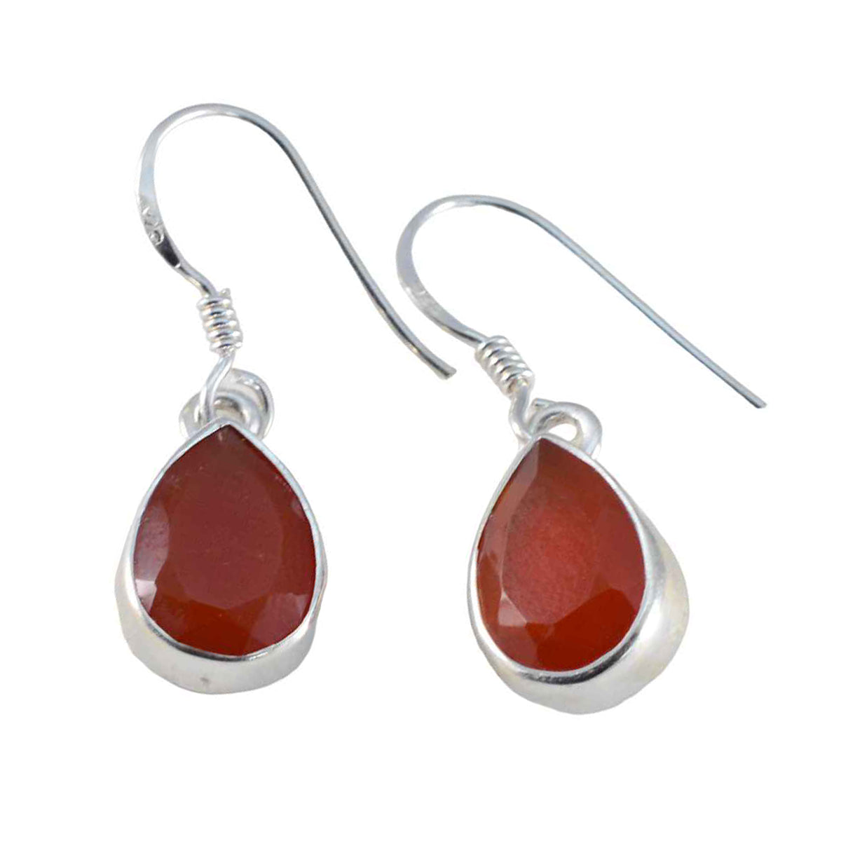 Red-Onyx-French-Jia-Solitaire-Dangle-Red-92.5-Silver-Earring Главное изображение товара