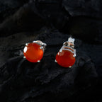 Red-Onyx-Egyptian-Freya-Solitaire-Stud-Red-Silver-Earring