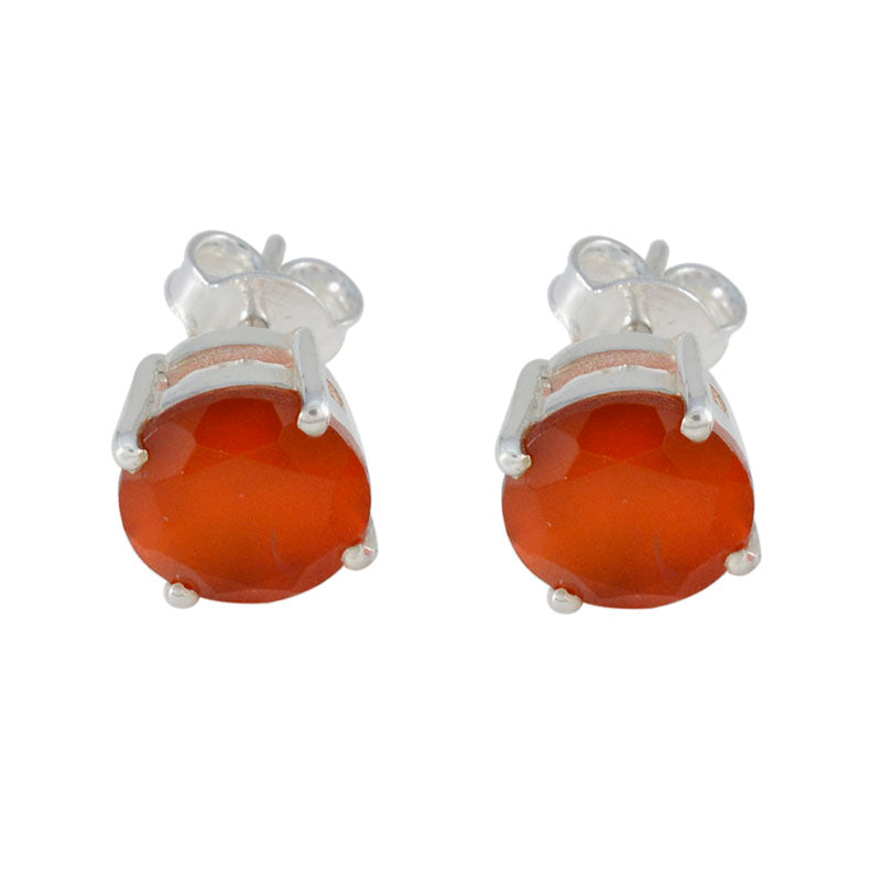 Red-Onyx-Egyptian-Freya-Solitaire-Stud-Red-Silver-Earring Main image
