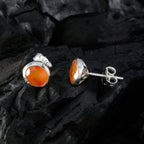 Roter Onyx-Französischer Aiko-Solitär-Ohrstecker-Roter Sterling-Silber-Ohrring