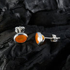 Roter Onyx-African-Naomi-Solitär-Ohrstecker-Rot-Silber-Ohrring