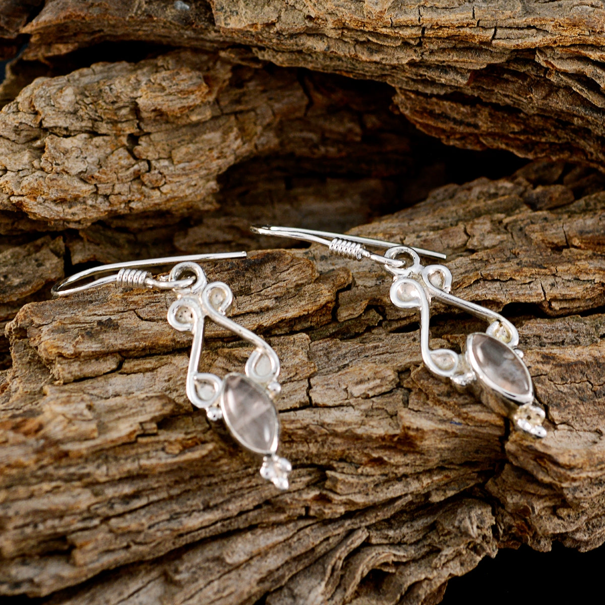 Rose-Quartz-Australian-Hazel-multiple-Dangle-Pink-925-Sterling-Silver-Earring