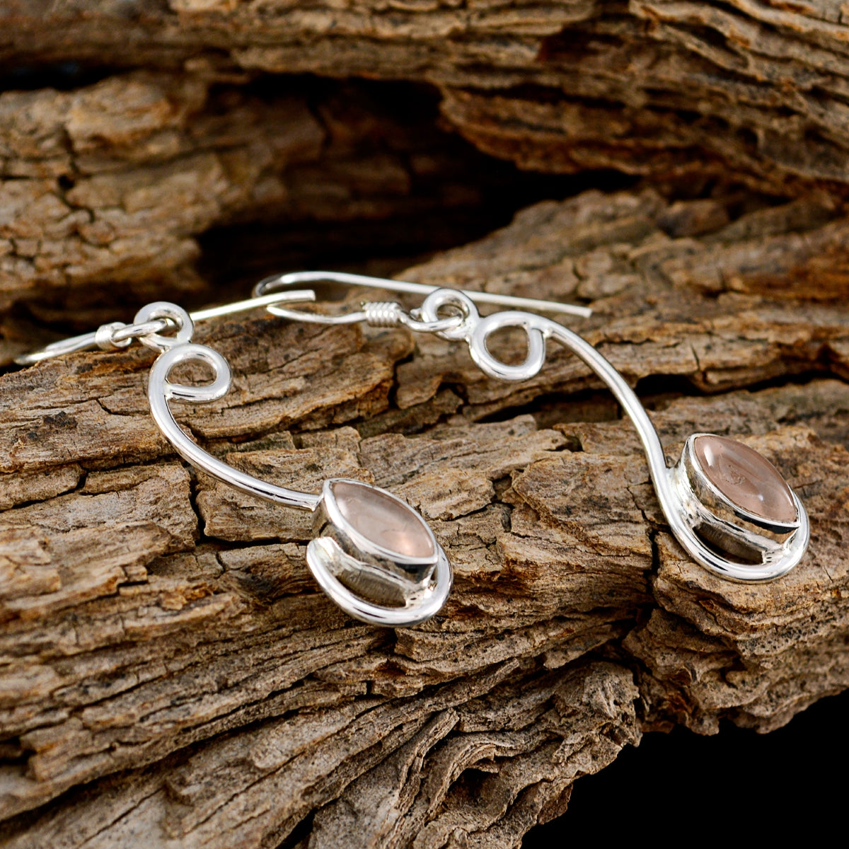 Rose-Quartz-Middle-Eastern-Mariana-multiple-Dangle-Pink-925-Silver-Earring