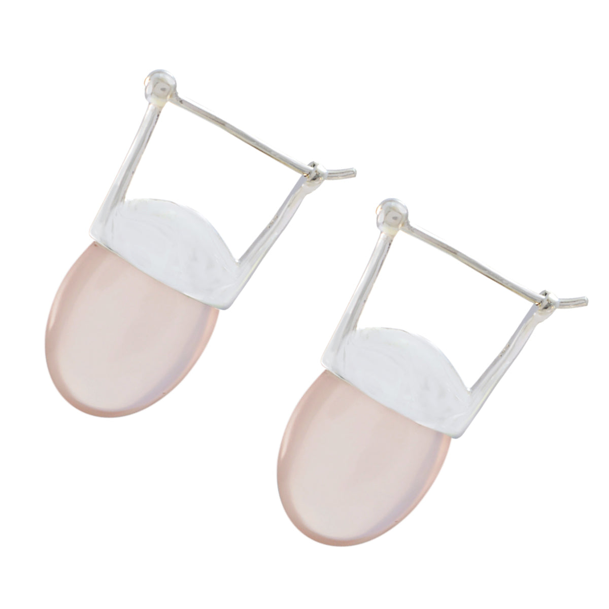 Rose-Quartz-American-Josephine-Solitaire-Dangle-Pink-925-Silver-Earring