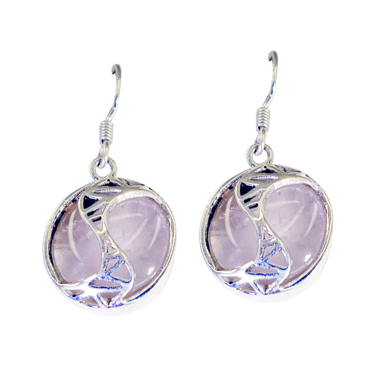 Rose-Quartz-Korean-Julia-Solitaire-Dangle-Pink-925-Sterling-Silver-Earring Image principale du produit