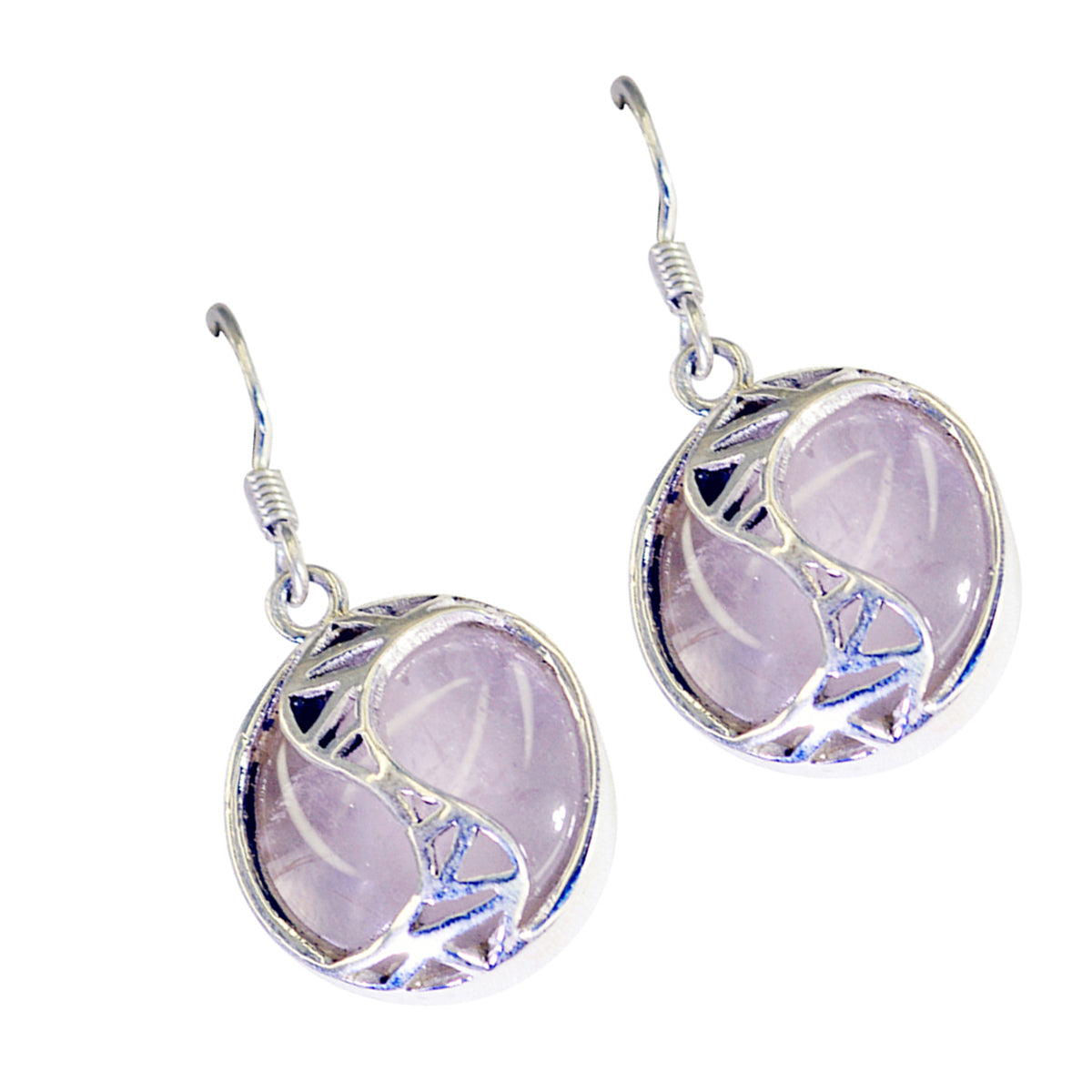 Rose-Quartz-Korean-Julia-Solitaire-Dangle-Pink-925-Sterling-Silver-Earring