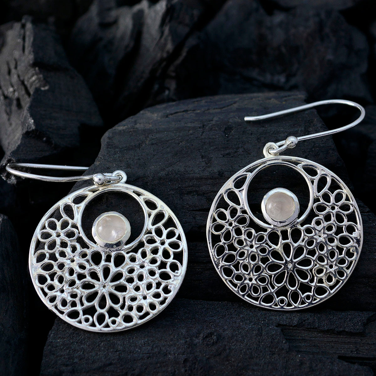 Rozenkwarts Turkse Katharina Solitaire Dangle Roze 925 Zilveren Oorbel Secundaire afbeelding