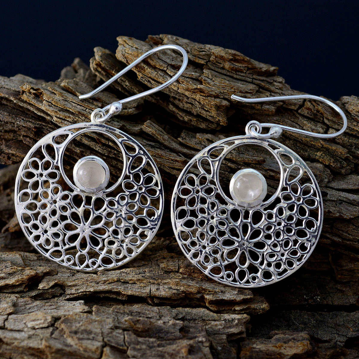 Rose-Quartz-Turkish-Katharina-Solitaire-Dangle-Pink-925-Silver-Earring