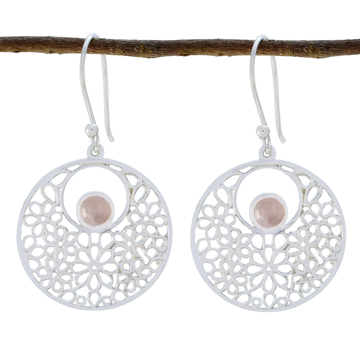 Rose-Quartz-Turkish-Katharina-Solitaire-Dangle-Pink-925-Silver-Earring Hoofdafbeelding