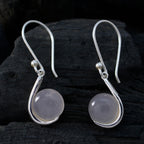 Rose-Quartz-Italian-Kennedy-Solitaire-Dangle-Pink-Sterling-Silver-Earring