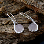 Rose-Quartz-Italian-Kennedy-Solitaire-Dangle-Pink-Sterling-Silver-Earring