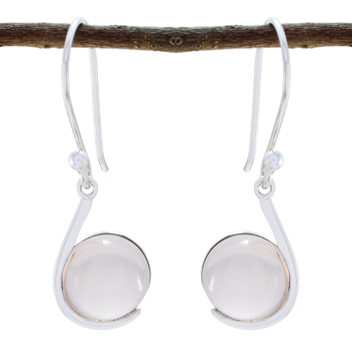 Rose-Quartz-Italian-Kennedy-Solitaire-Dangle-Pink-Sterling-Silver-Earring Immagine principale del prodotto