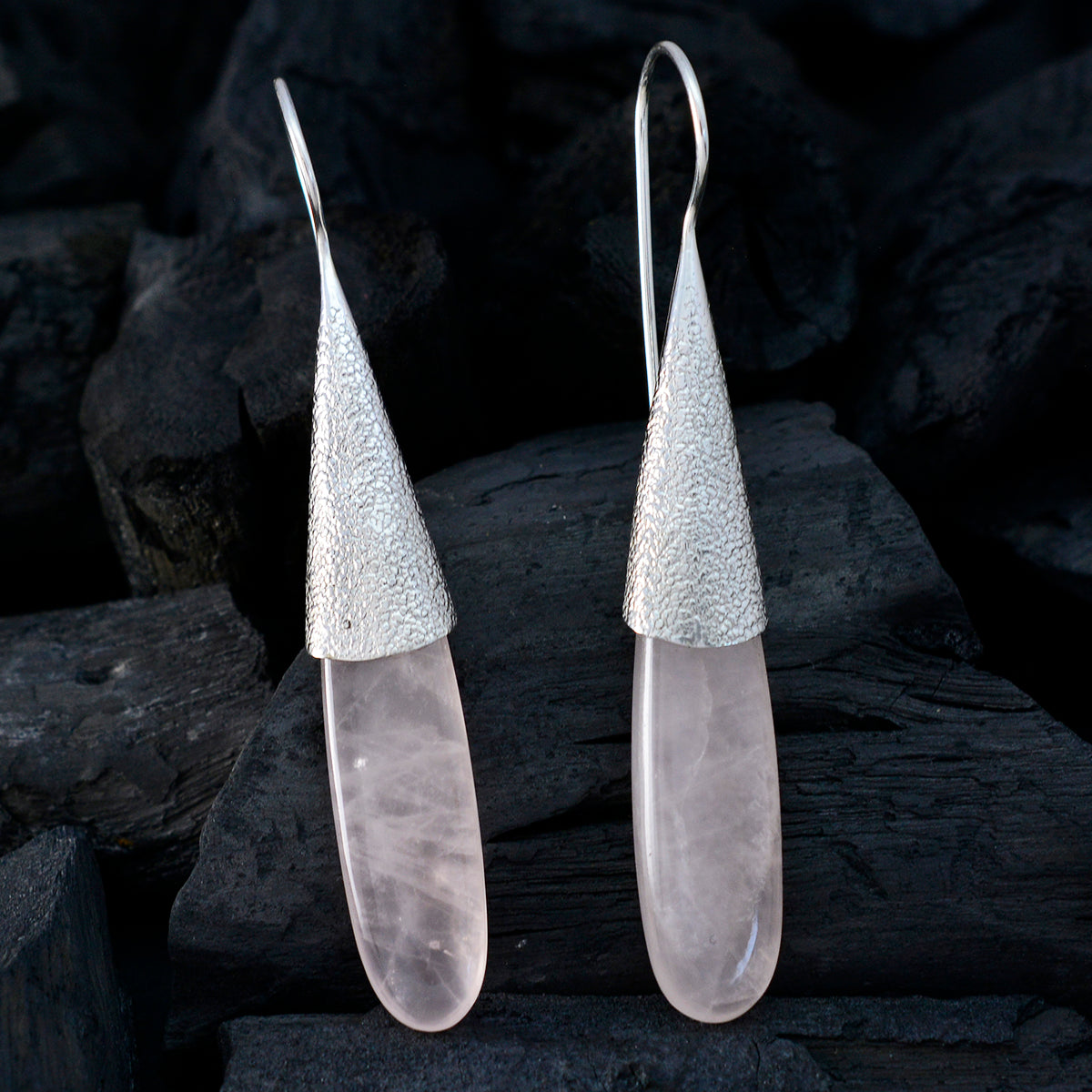 Rose-Quartz-Mexican-Sakura-Solitaire-Dangle-Pink-925-Sterling-Silver-Earring