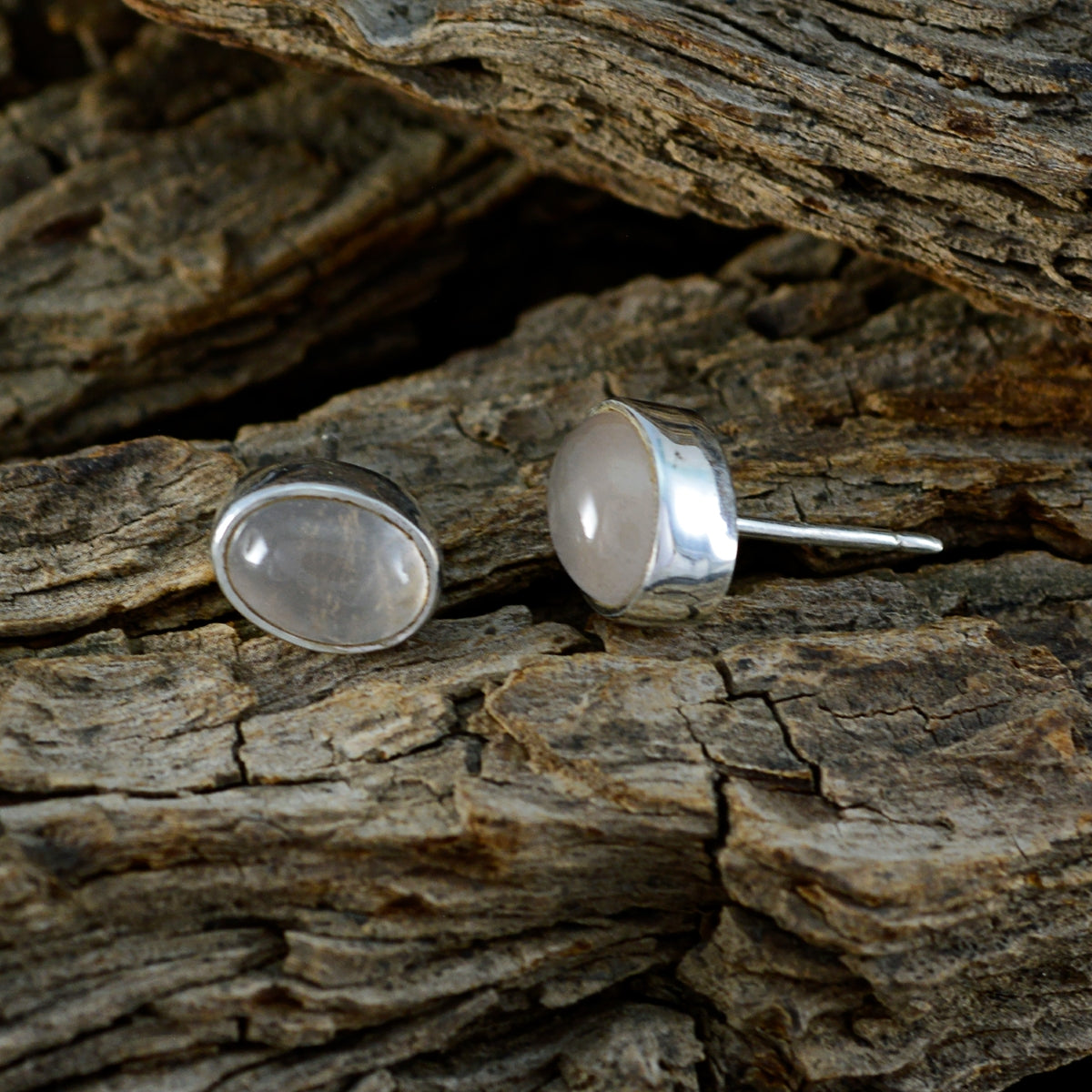 Rose-Quartz-French-Carolina-Solitaire-Stud-Pink-925-Silver-Earring