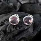 Rose-Quartz-American-Riley-Solitaire-Stud-Pink-Silver-Earring
