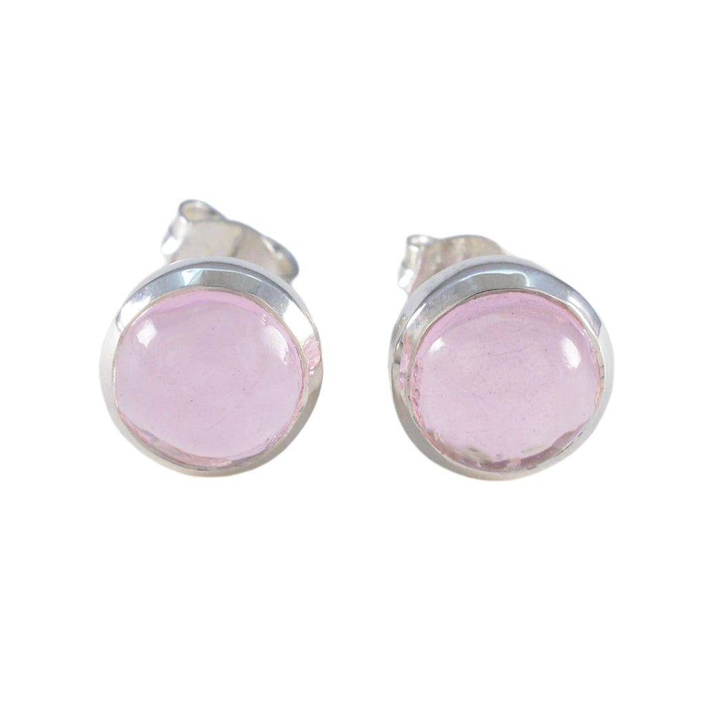 Rose-Quartz-American-Riley-Solitaire-Stud-Pink-Silver-Earring