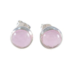 Rose-Quartz-American-Riley-Solitaire-Stud-Pink-Silver-Earring