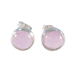 Rose-Quartz-American-Riley-Solitaire-Stud-Pink-Silver-Earring