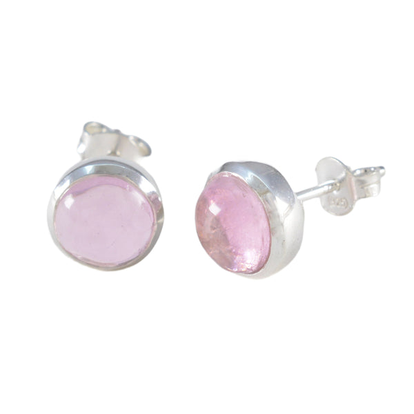 Rose-Quartz-American-Riley-Solitaire-Stud-Pink-Silver-Earring
