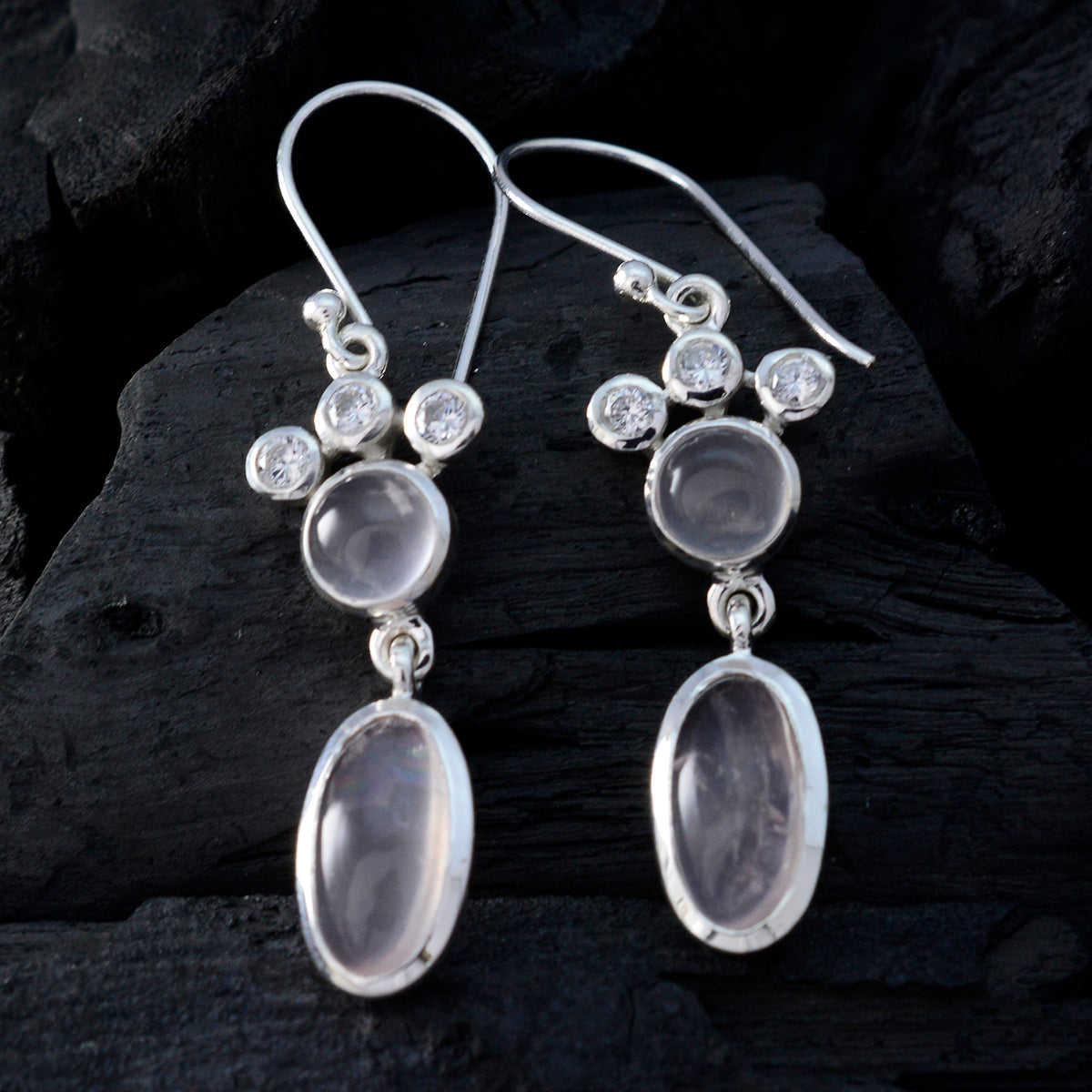 Rose-Quartz-Egyptian-Hye-jin-Toi-et-Moi-Dangle-Pink-Silver-Earring