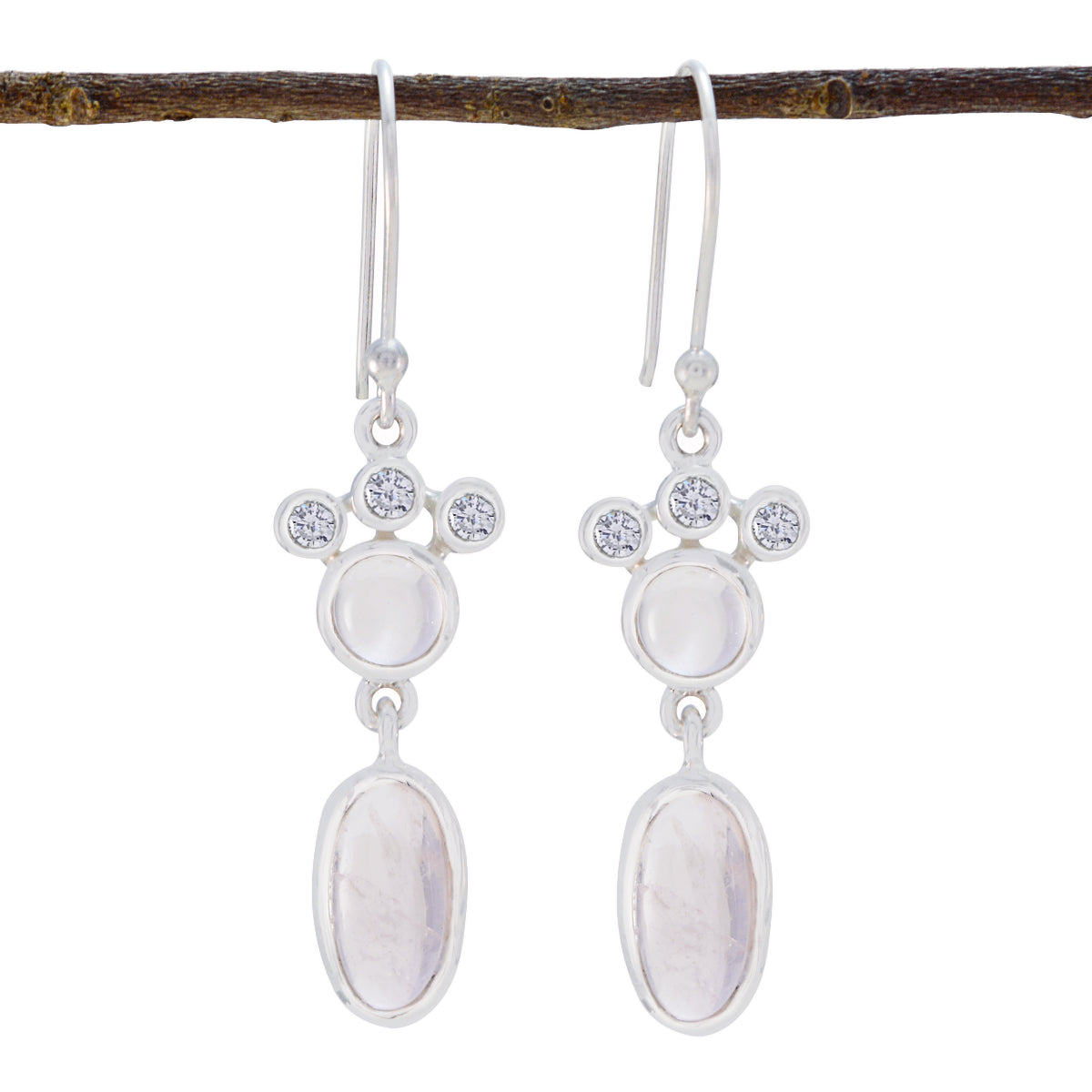 Rose-Quartz-Egyptian-Hye-jin-Toi-et-Moi-Dangle-Pink-Silver-Earring メイン画像