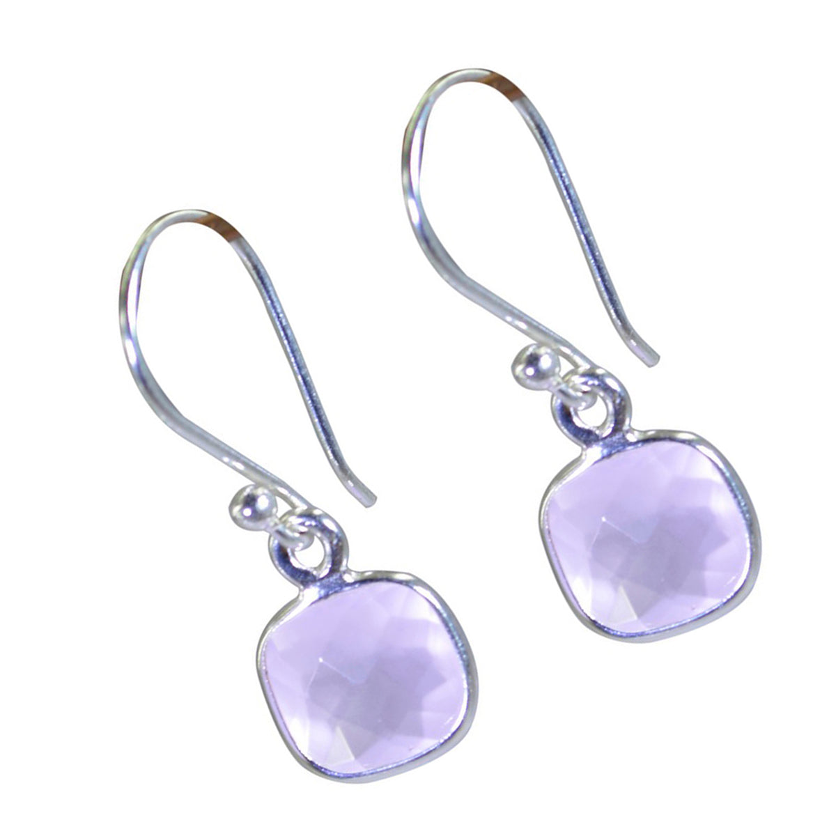 Boucles d'oreilles pendantes multiples en argent 92,5 rose avec lys français en quartz rose Image secondaire du produit