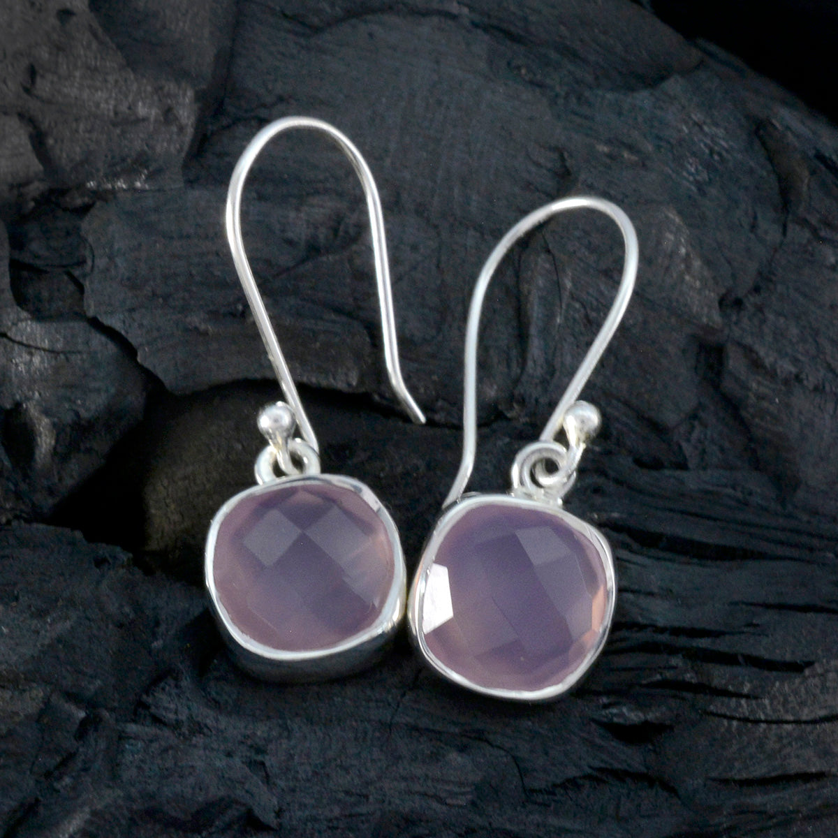 Rose-Quartz-African-Lucy-multiple-Dangle-Pink-925-Sterling-Silver-Earring