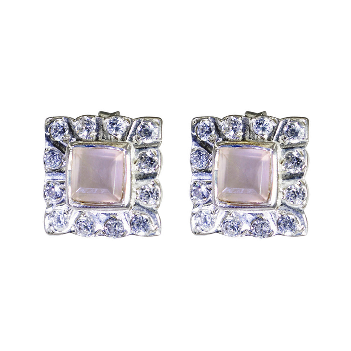 Rose-Quartz-Russian-Luna-multiple-Stud-Pink-Silver-Earring