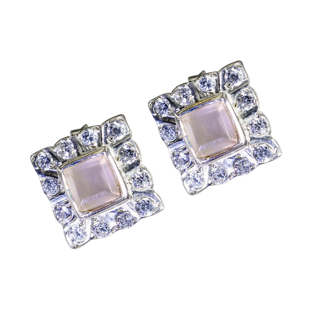 Rose-Quartz-Russian-Luna-multiple-Stud-Pink-Silver-Earring