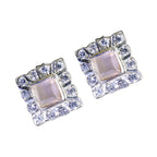 Rose-Quartz-Russian-Luna-multiple-Stud-Pink-Silver-Earring