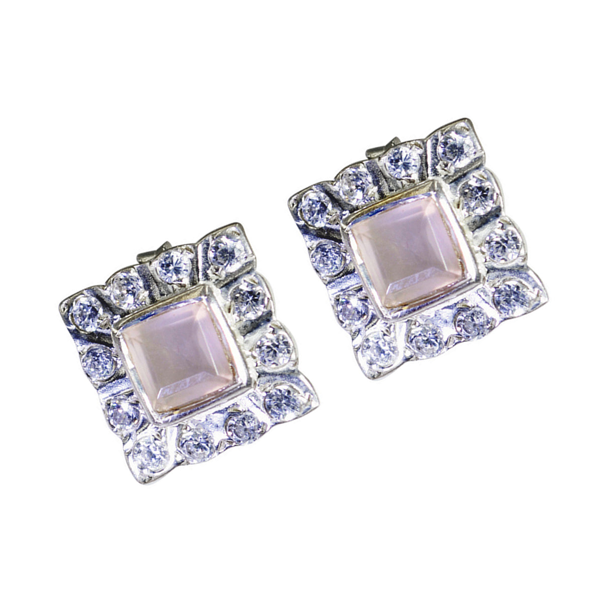 Rose-Quartz-Russian-Luna-multiple-Stud-Pink-Silver-Earring