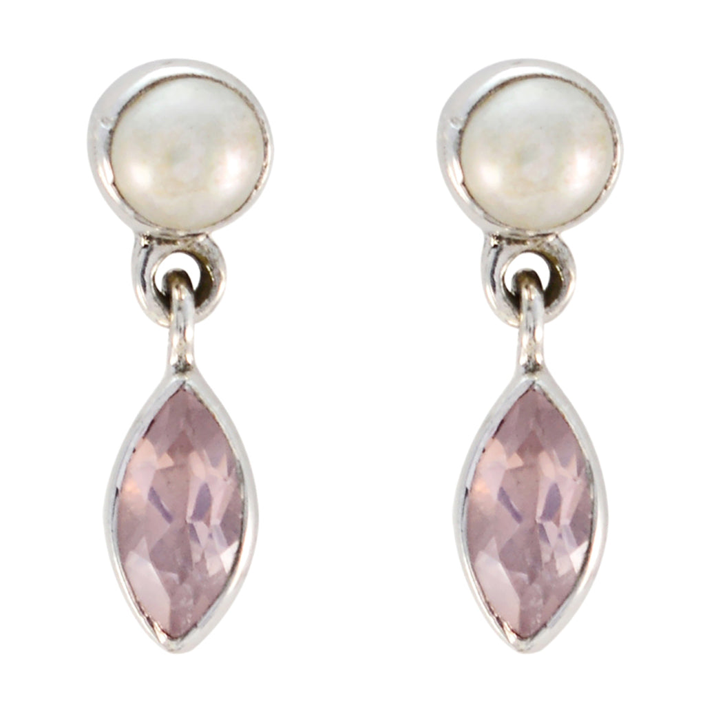 Rose-Quartz-Moroccan-Marie-multiple-Stud-Pink-Silver-Earring