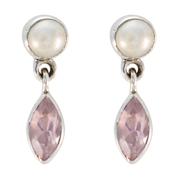 Rose-Quartz-Moroccan-Marie-multiple-Stud-Pink-Silver-Earring