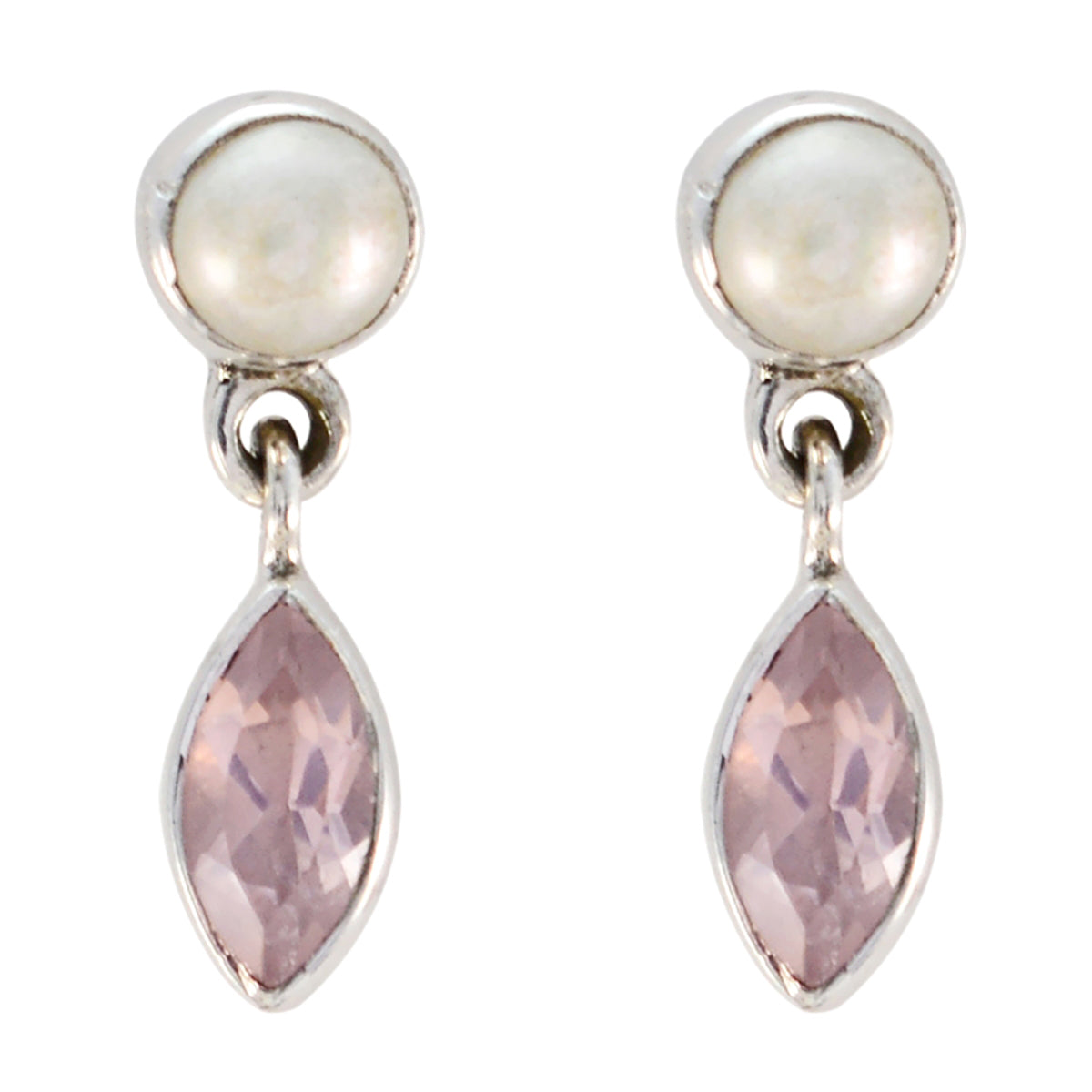 Rose-Quartz-Moroccan-Marie-multiple-Stud-Pink-Silver-Earring