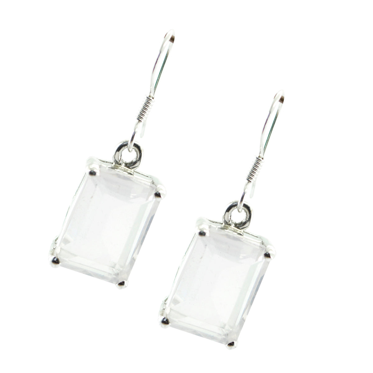 Rose Quartz Spanish Yasmine Solitaire Dangle Pink 92.5 Silver Earring Второстепенное изображение товара