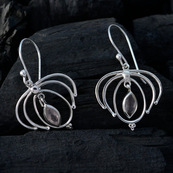 Rose-Quartz-Korean-Mia-Solitaire-Dangle-Pink-Sterling-Silver-Earring