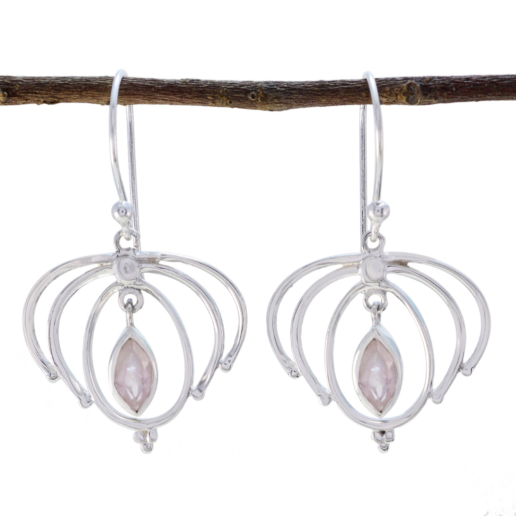 Rose-Quartz-Korean-Mia-Solitaire-Dangle-Pink-Sterling-Silver-Earring