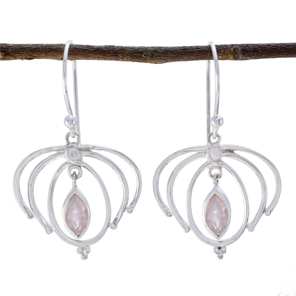 Rose-Quartz-Korean-Mia-Solitaire-Dangle-Pink-Sterling-Silver-Earring