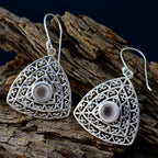 Rose-Quartz-Japanese-Mila-Solitaire-Dangle-Pink-Sterling-Silver-Earring