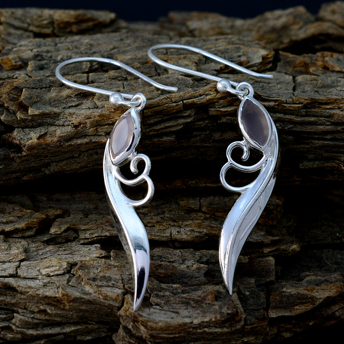 Rose-Quartz-Italian-Nella-Solitaire-Dangle-Pink-925-Silver-Earring