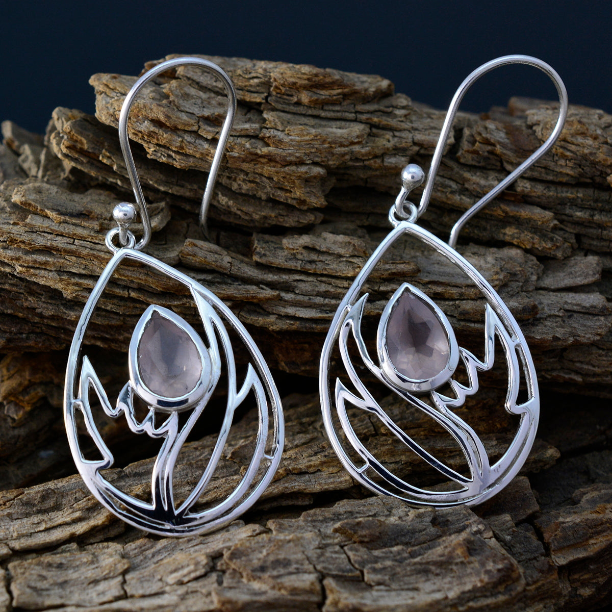 Rose-Quartz-Middle-Eastern-Nora-Solitaire-Dangle-Pink-92.5-Silver-Earring